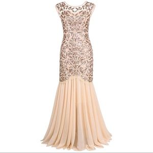 1920s Sequin Gatsby Long Evening Mermaid Dress